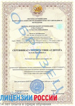 Образец сертификата соответствия аудитора №ST.RU.EXP.00006191-3 Ногинск Сертификат ISO 50001